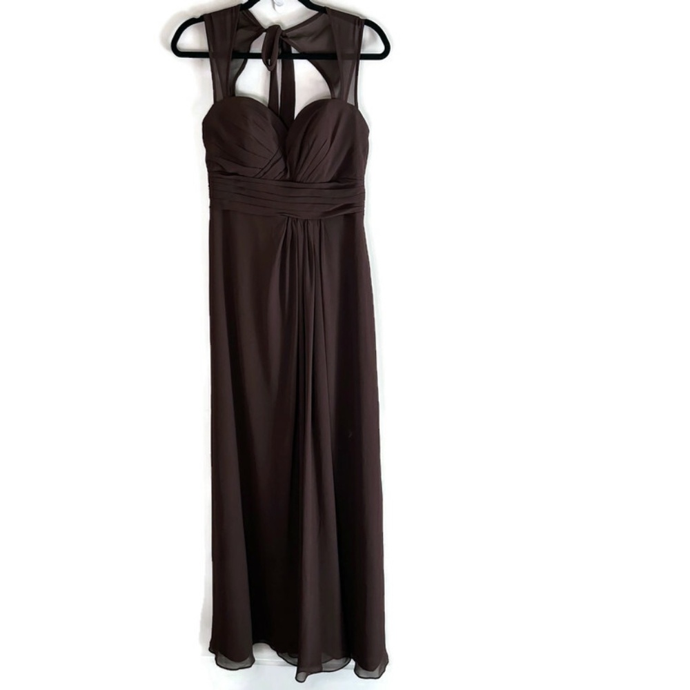 Bill Levkoff Women's Brown Halter Bridesmaid Dress Size 8 (EUC)